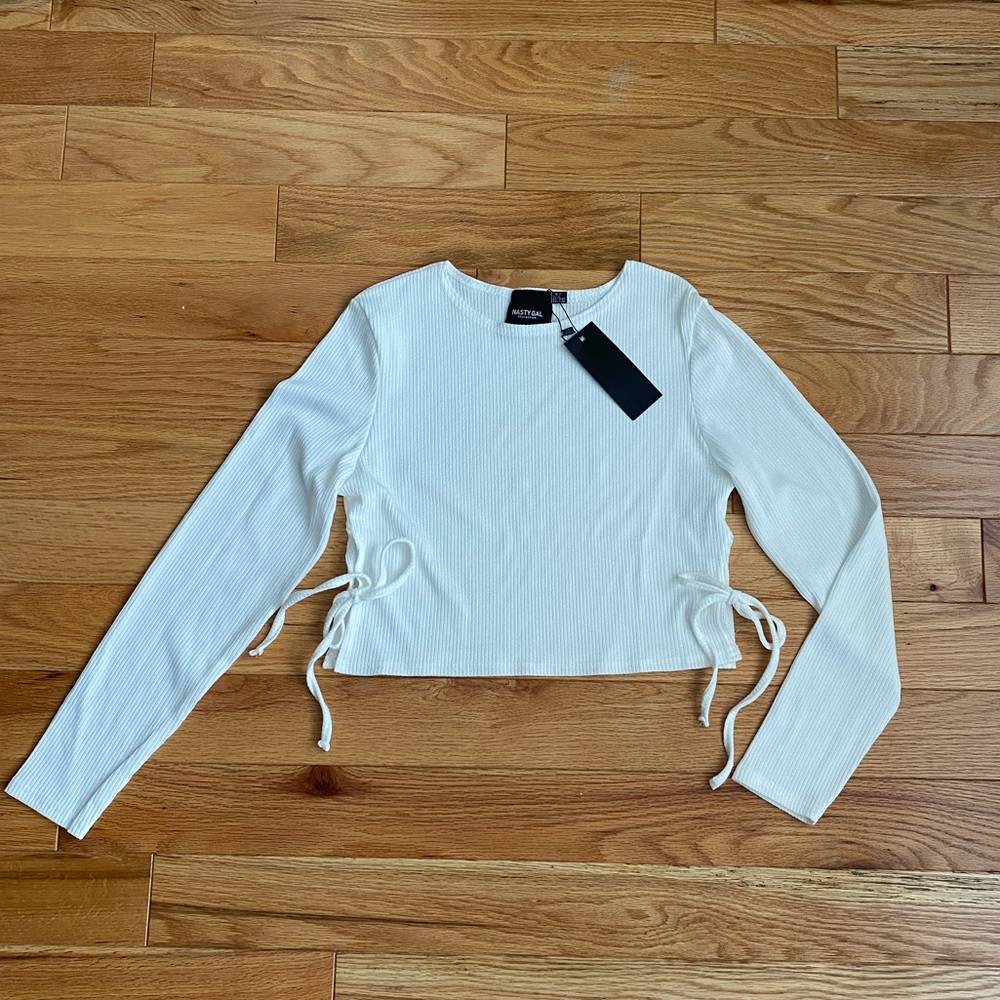 Nasty Gal Long Sleeve Side Tie Top